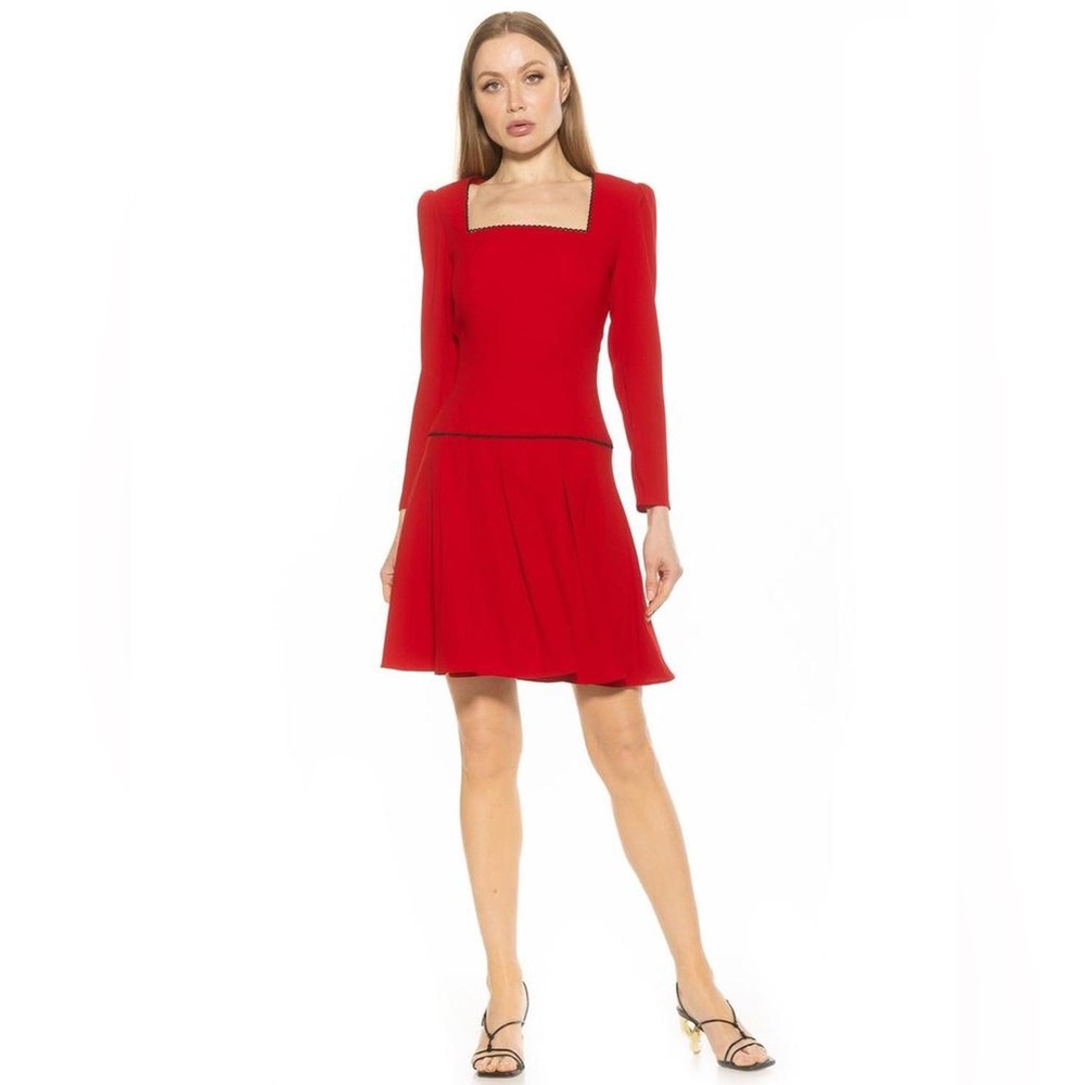 Alexia Admor Ashanti Red A-Line Dress Size 6 Elegant Square Neck